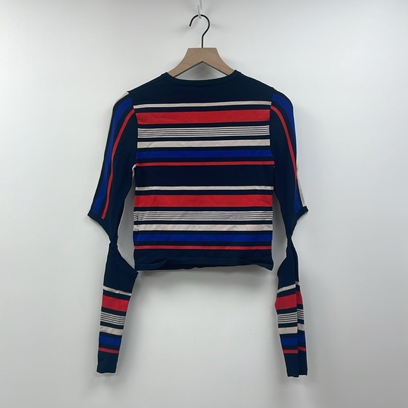 Tommy Hilfiger x Gigi Hadid Striped Cut-Out Knit Pullover Sweater Blue Small - Picture 6 of 10